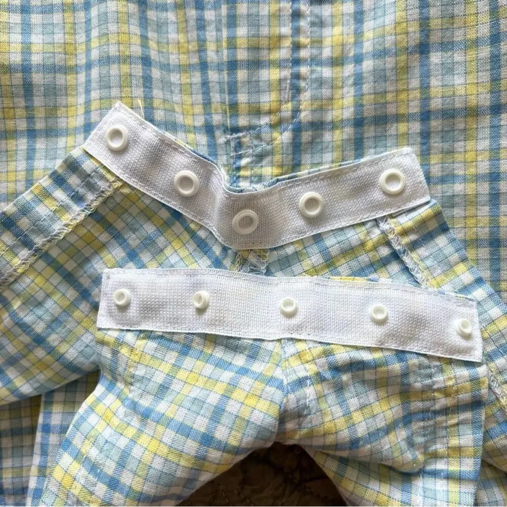 🌵3/$20 Starting Out Shortalls Romper Baby 18M Plaid Zoo Animals Cotton